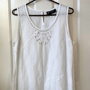 Women’s Scoop neck crochet handmade Linen white Maxi Dress